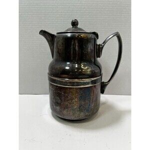 Vintage Stainless Insulated Silverplate Design Carafe Coffee Chocolate Pot
